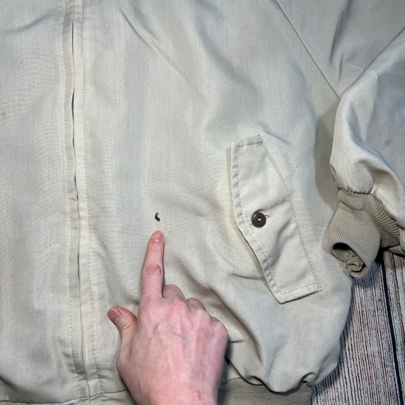 Saddlebrook Jacket Mens XL Beige Harrington Full Zip Plaid Lined Vintage USA 80s - Picture 2 of 12